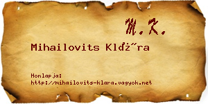 Mihailovits Klára névjegykártya